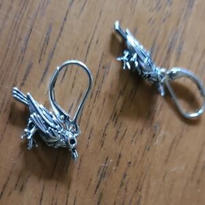 Silver Bird Raven Earrings